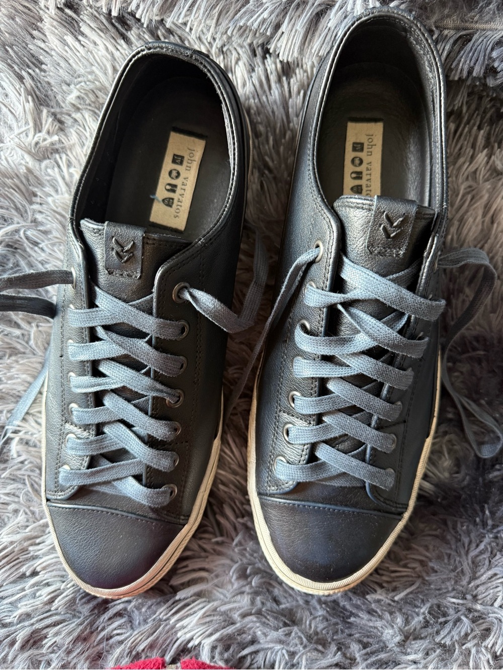 John Varvatos Men's Charcoal Leather Lace-Up Sneakers